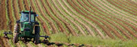 Tractors work in northern Maine potato fields.